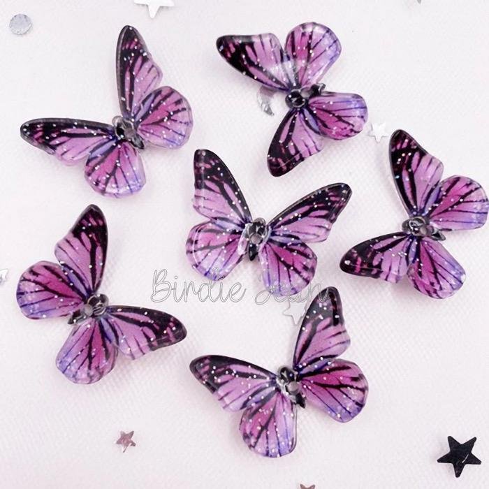 4 purple butterfly acrylic butterflies Embellishments Hair Bow Centers Craft Supplies Scrapbooking Clips earrings Crafts Keychains magnets