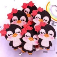 5 Glitter Penguins Appliqués Embellishments Hair Bow Centers Craft Supplies Scrapbooking Clips Paper Crafts card making Christmas die cuts