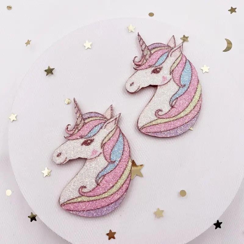 2 glitter unicorn applique embellishments, fantasy flatbacks - Image 4