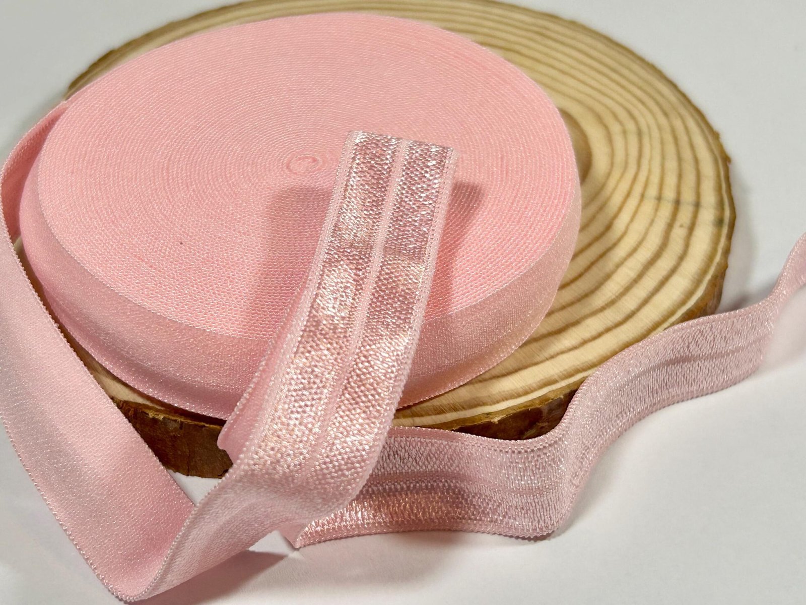 5 yards 5/8 “ baby Pink FOE Fold Over Elastic sewing bow making headband blanks craft supplies DIY bows headbands hair ties F.O.E. Solid - Image 2