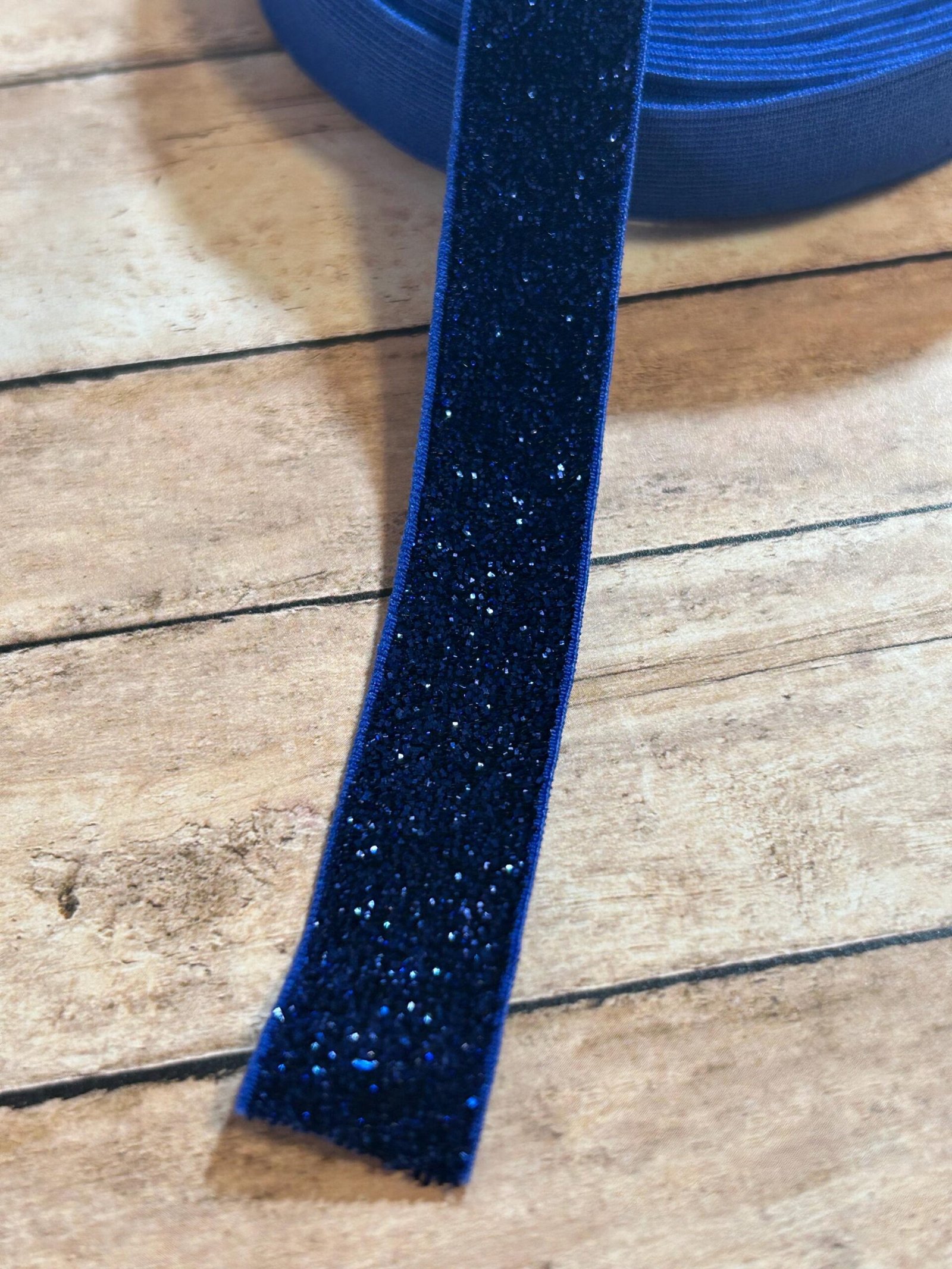 5 yards 5/8 “ Blue Sparkle FOE Fold Over Elastic sewing bow making headband blanks craft supplies DIY bows headbands hair ties sew glitter - Image 4