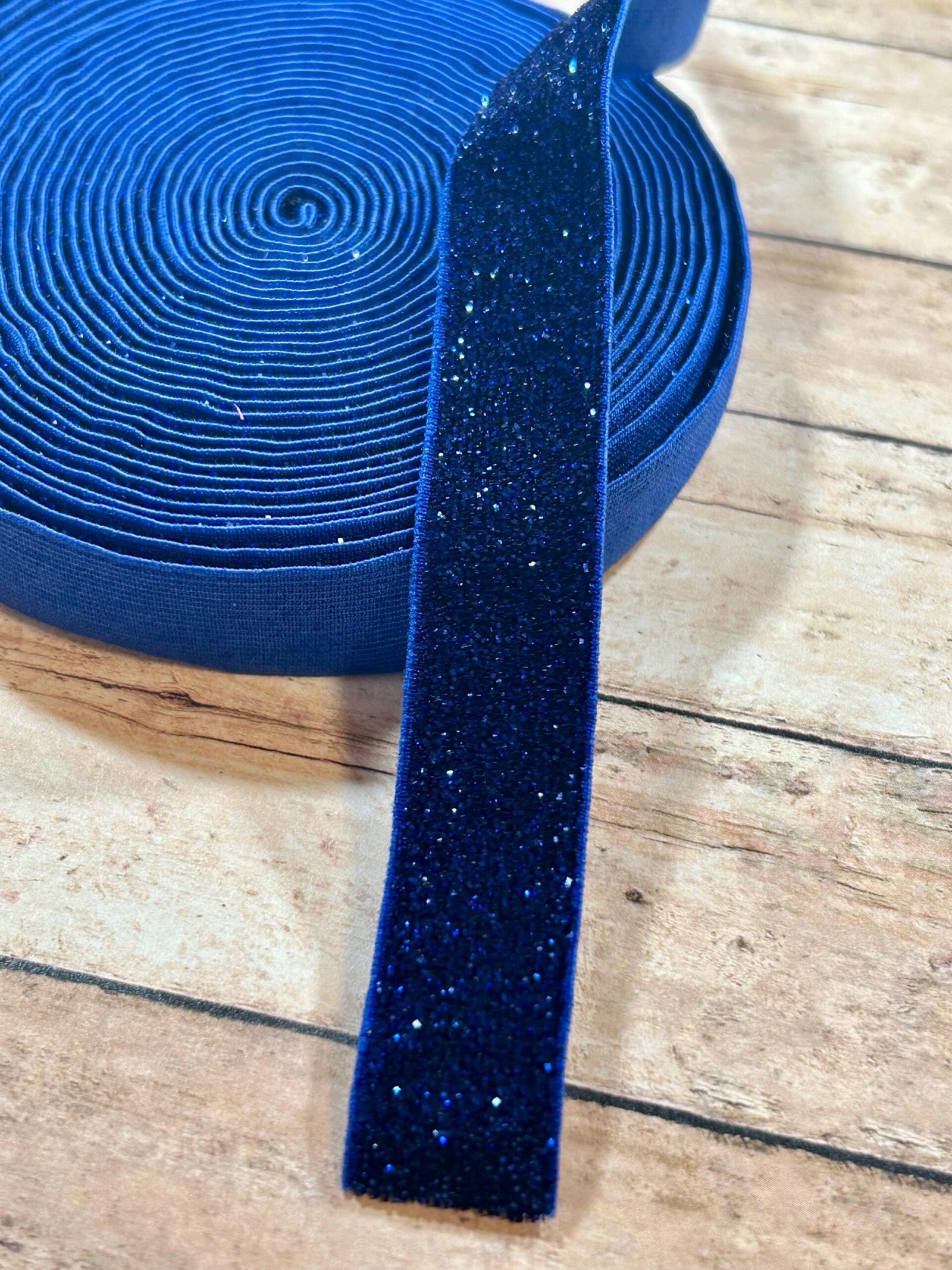 5 yards 5/8 “ Blue Sparkle FOE Fold Over Elastic sewing bow making headband blanks craft supplies DIY bows headbands hair ties sew glitter - Image 6