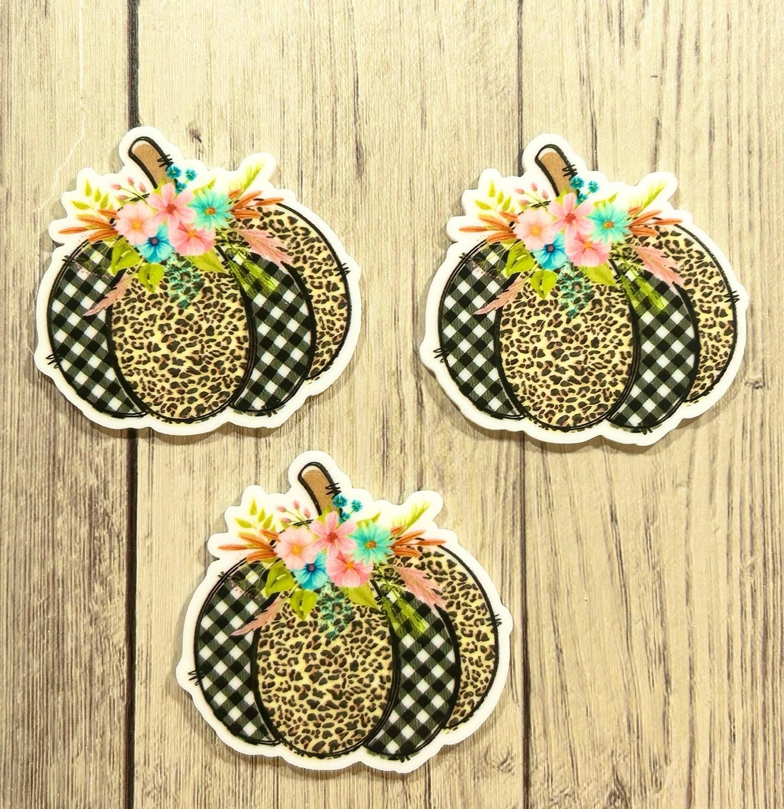 3 fall leopard pumpkin planar Resins Flatback planars hairbow hair bow supplies focal craft supply bows magnets clips flatbacks DIY boho - Image 2