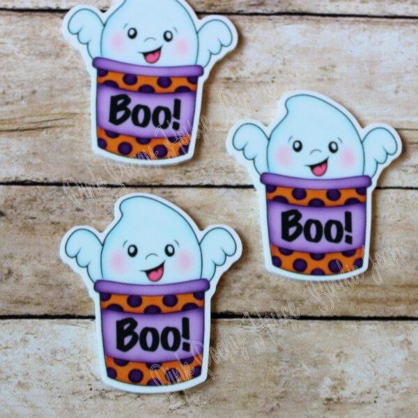 3 Halloween Boo Ghosts Planar Resins, Halloween, fall embellishments