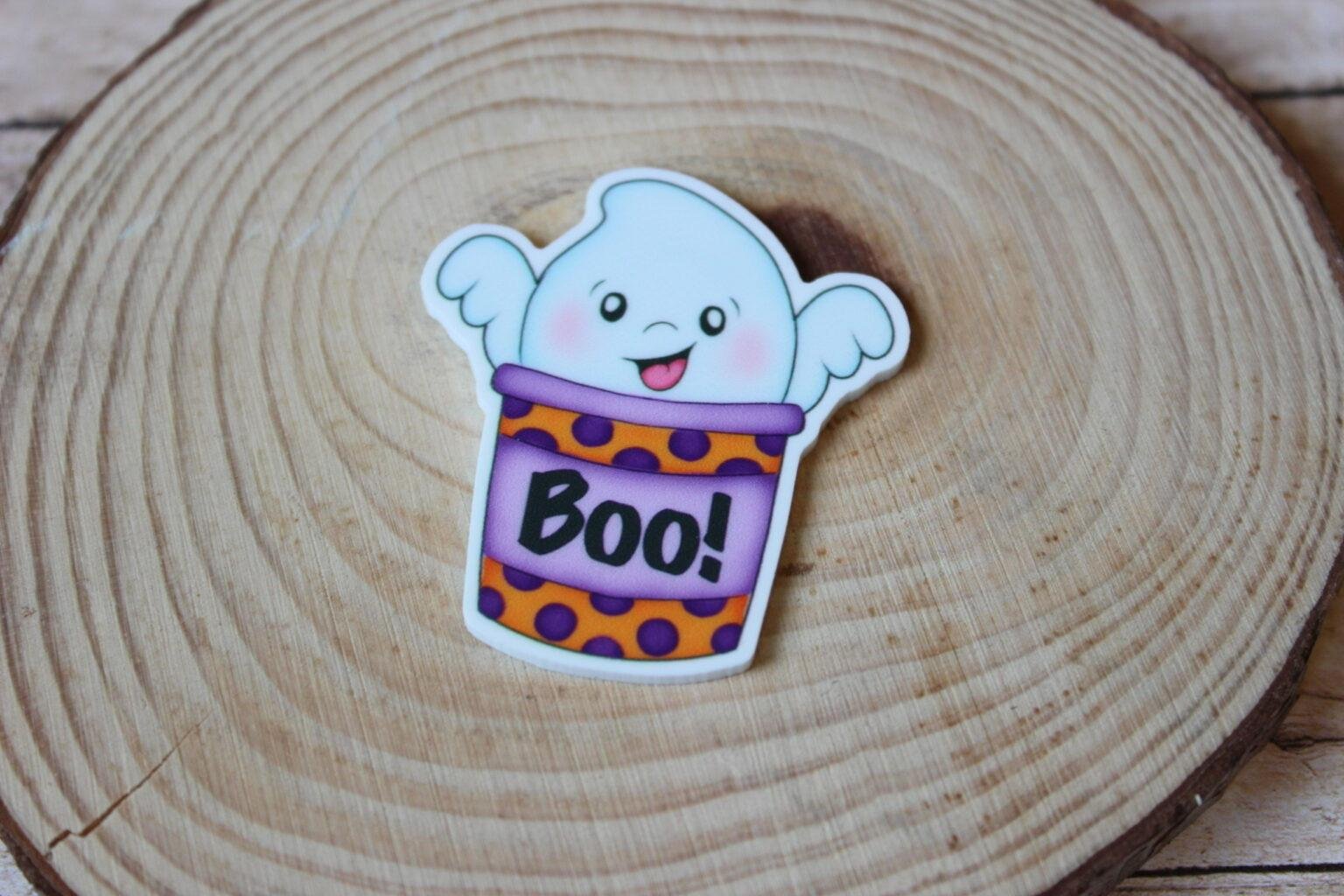 3 Halloween Boo Ghosts Planar Resins, Halloween, fall embellishments - Image 2