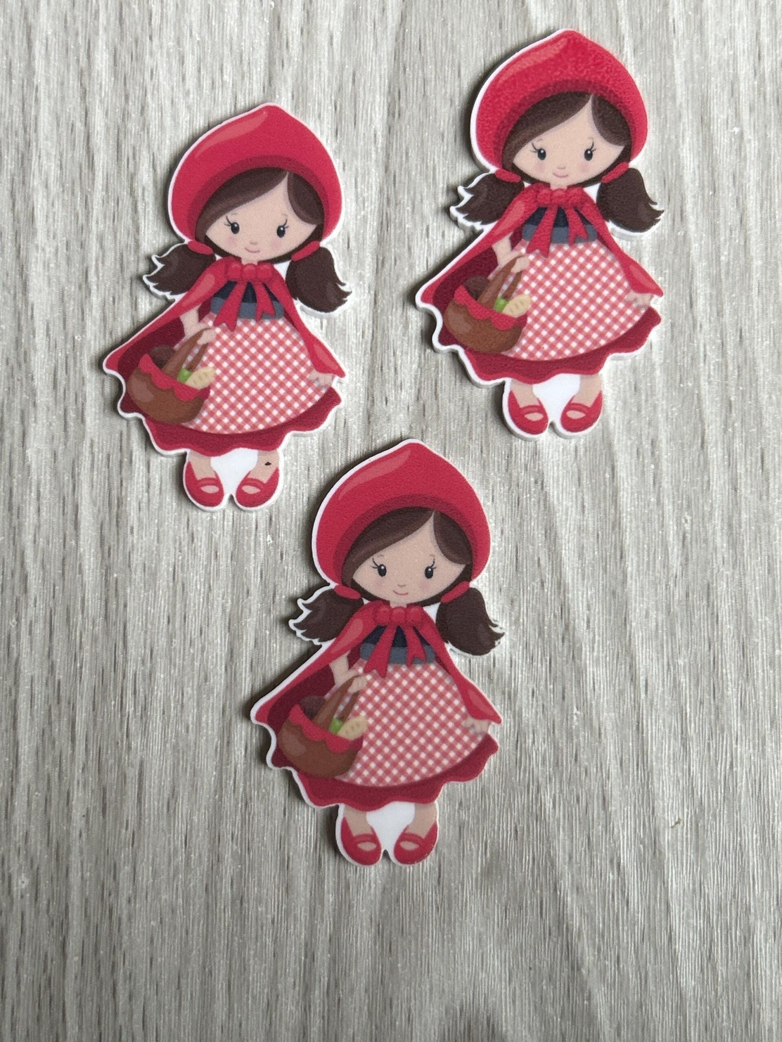 3 Red Riding Hood planar resin Flatback planars hairbow hair bow supplies focal craft supply jewelry bows clips DIY earrings books fairytale - Image 2