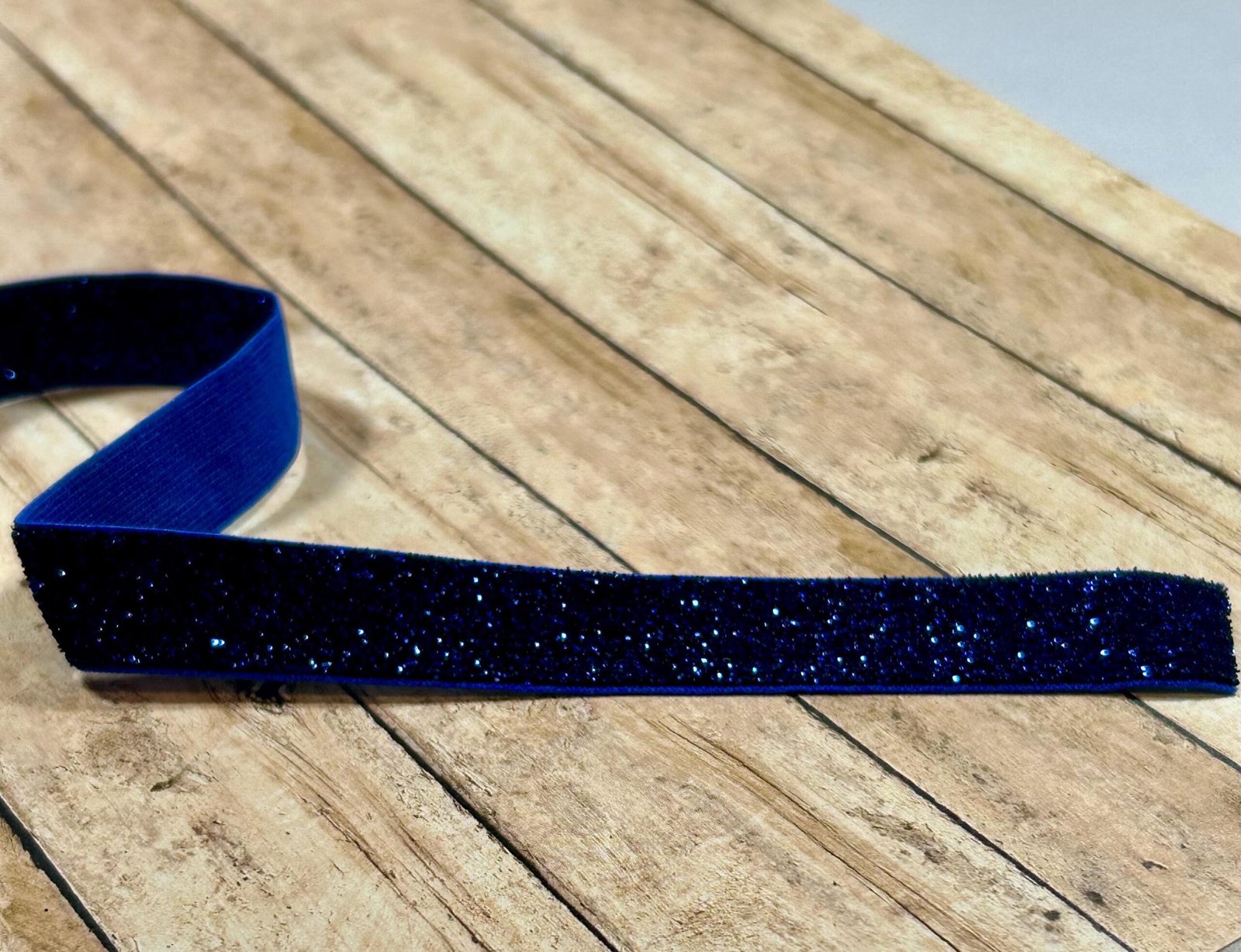 5 yards 5/8 “ Blue Sparkle FOE Fold Over Elastic sewing bow making headband blanks craft supplies DIY bows headbands hair ties sew glitter - Image 3