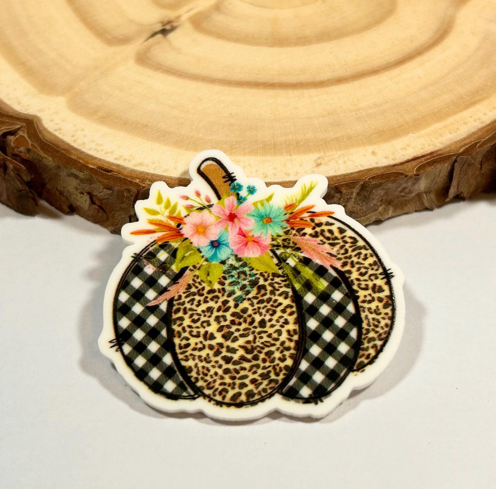 3 fall leopard pumpkin planar Resins Flatback planars hairbow hair bow supplies focal craft supply bows magnets clips flatbacks DIY boho - Image 4