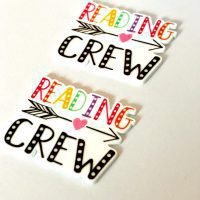 2 Reading Crew Resins Flatback planars hairbow hair bow supplies focal craft supply jewelry bows clips flatbacks DIY school teach book books