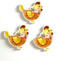 3 chicken Planar Resins Flatback planars hairbow hair bow supplies focal craft supply jewelry bows magnets clips flatbacks birds farm lady