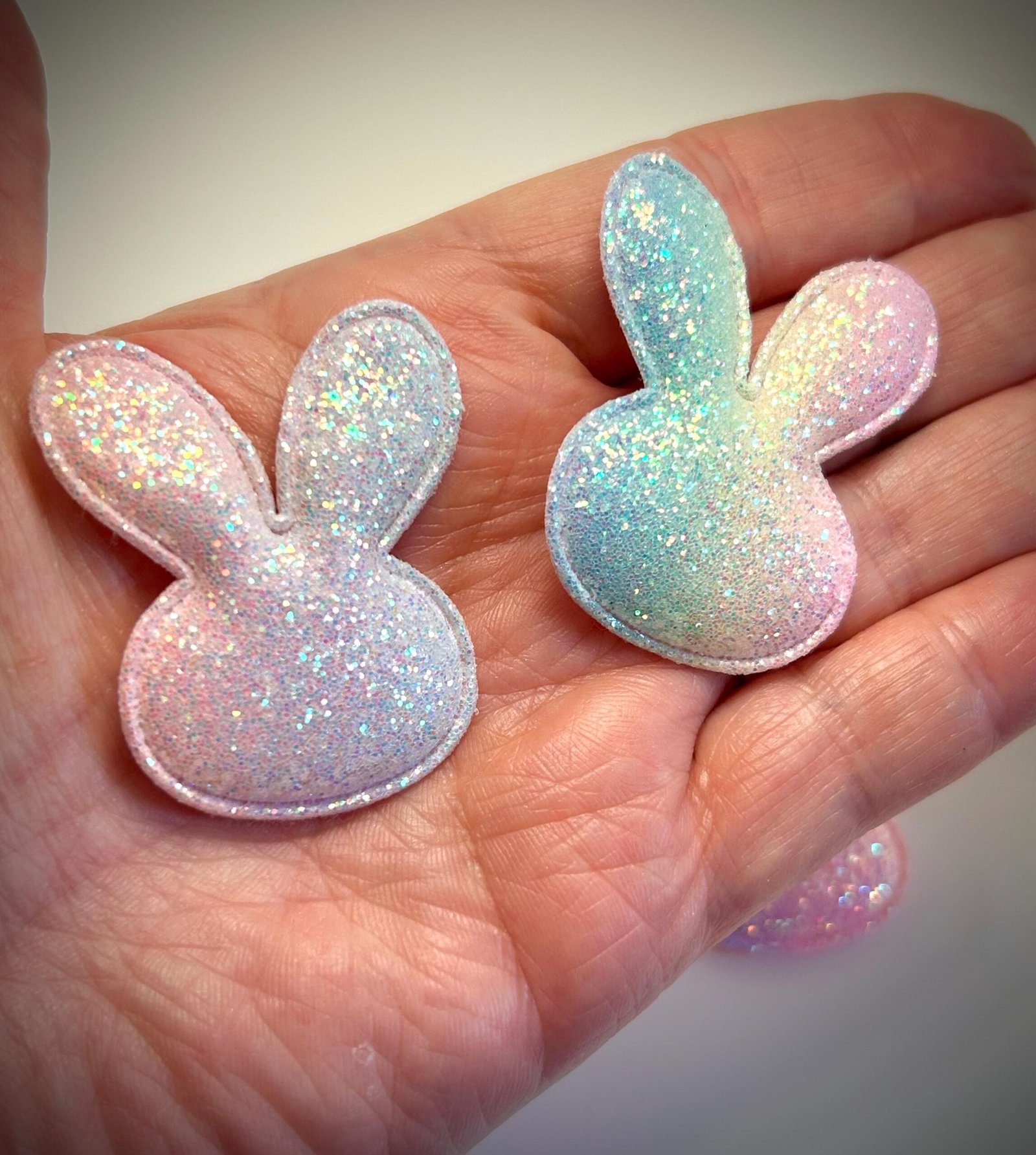 5 Iridescent Glitter Bunny Embellishments - Image 2