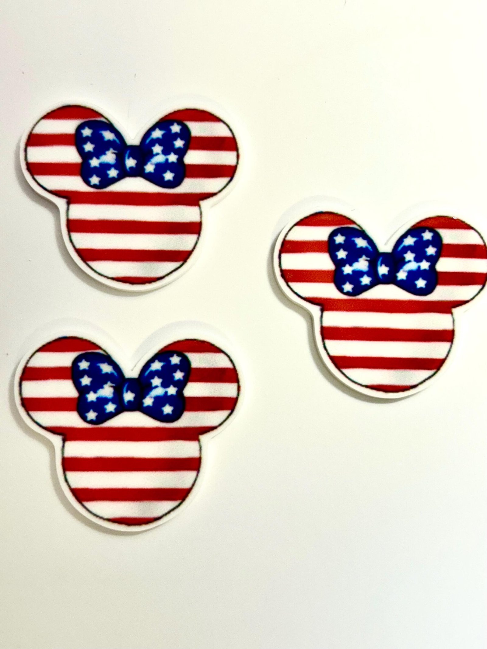 3 Patriotic 4th of July Mouse Ears planar resins, Minnie Mouse Flatbacks - Image 6