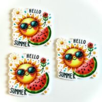 3 Hello Summer planar resins | craft supplies | soap making | bow making | bow centers | focal | sunshine | flatbacks | watermelon flatbacks