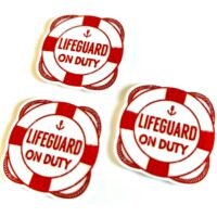 3 Lifeguard planar resins | craft supplies | soap making | bow making | bow centers | focal | leopard | flatbacks | beach pool swim charms