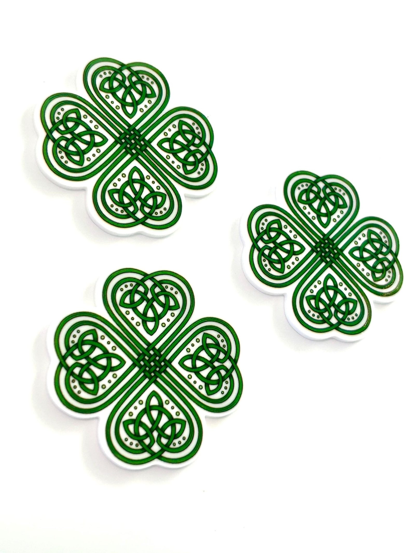 3 Celtic shamrock Planar Resins Flatback planars hairbow hair bow supplies focal craft supply jewelry bows Irish St. Patrick’s day kells - Image 3