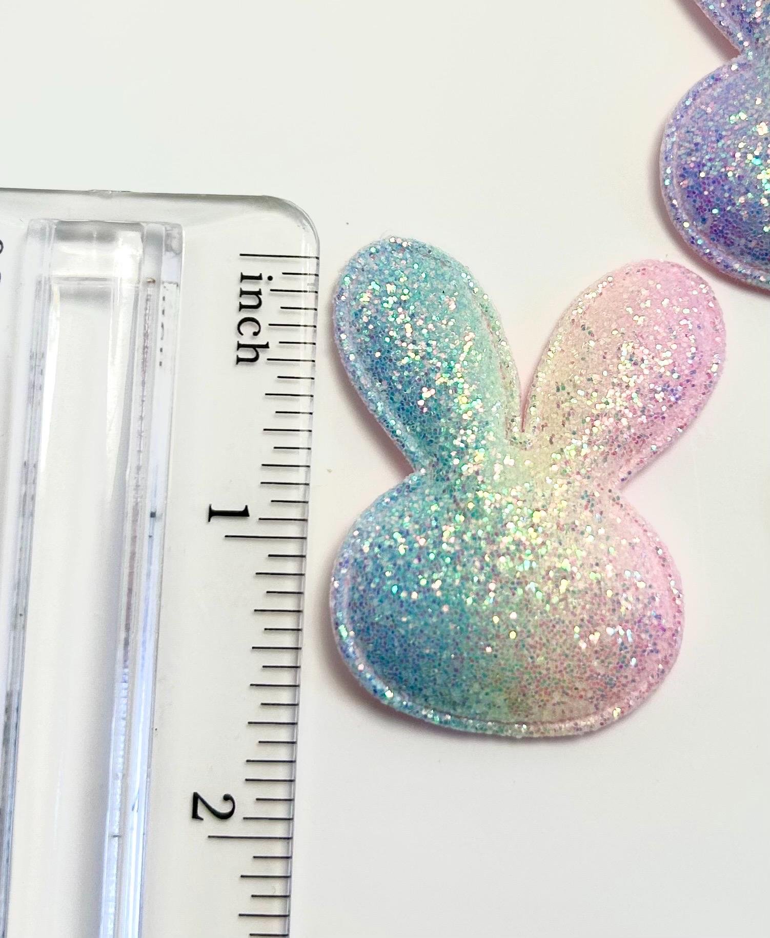 5 Iridescent Glitter Bunny Embellishments - Image 5
