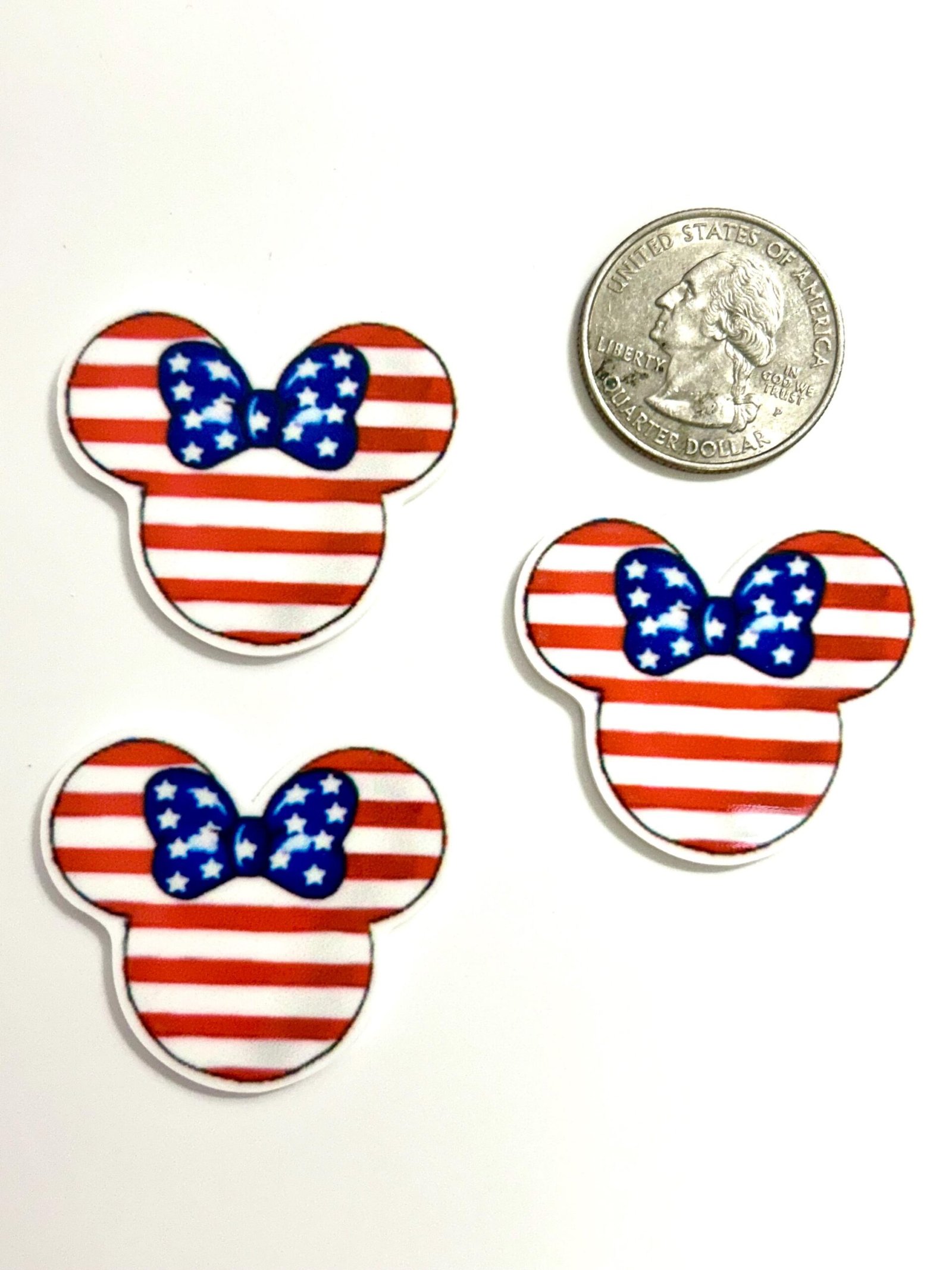3 Patriotic 4th of July Mouse Ears planar resins, Minnie Mouse Flatbacks - Image 5