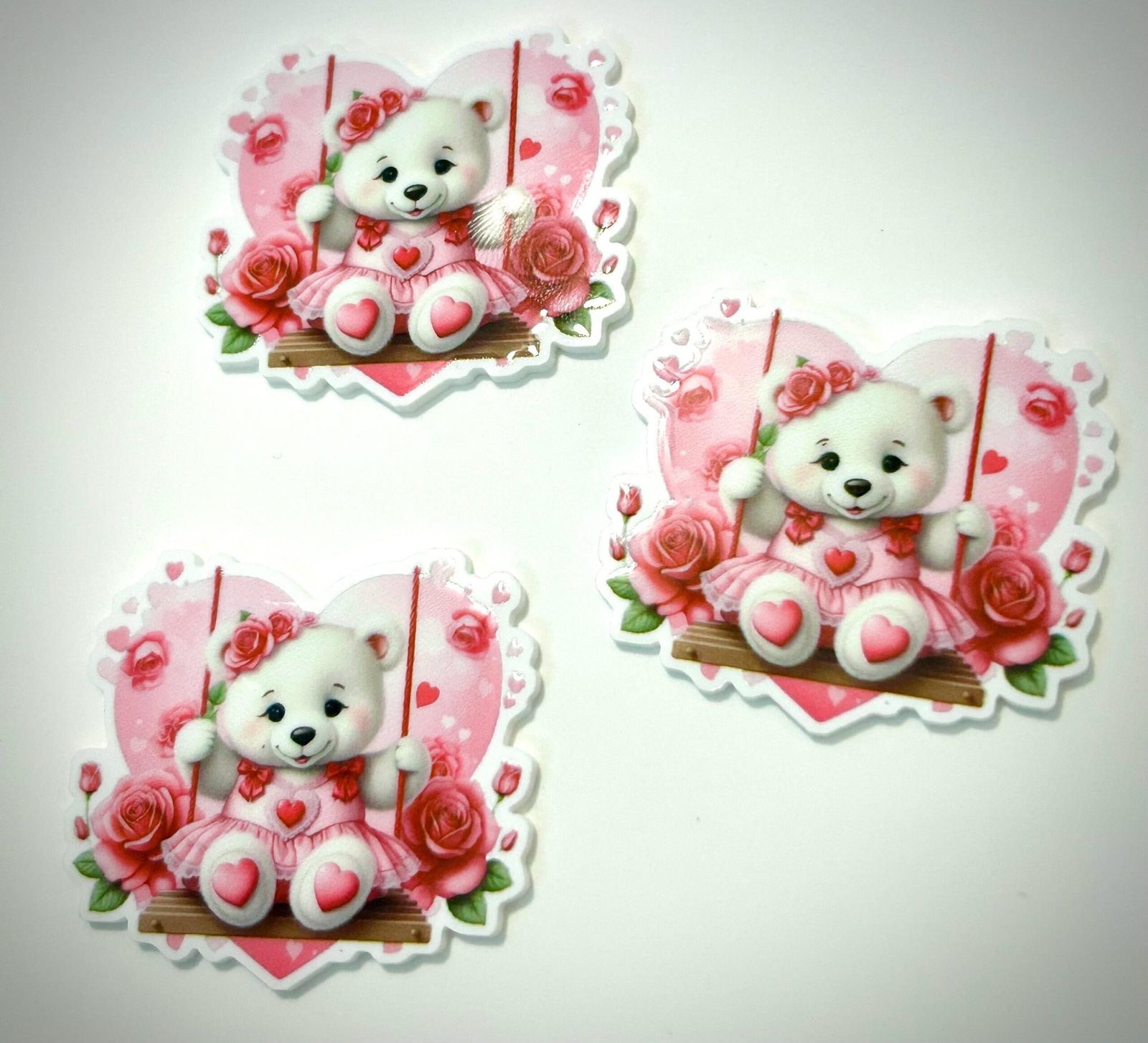 3 Valentine Day planar Resins Flatback planars hairbow hair bow supplies focal craft supplies jewelry bows magnet flatbacks polar bear love