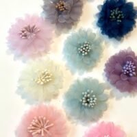 10 organza fabric flowers sewing notions trims, craft supplies, DIY, Hair bow making, bows, wedding derby fascinator embellishments