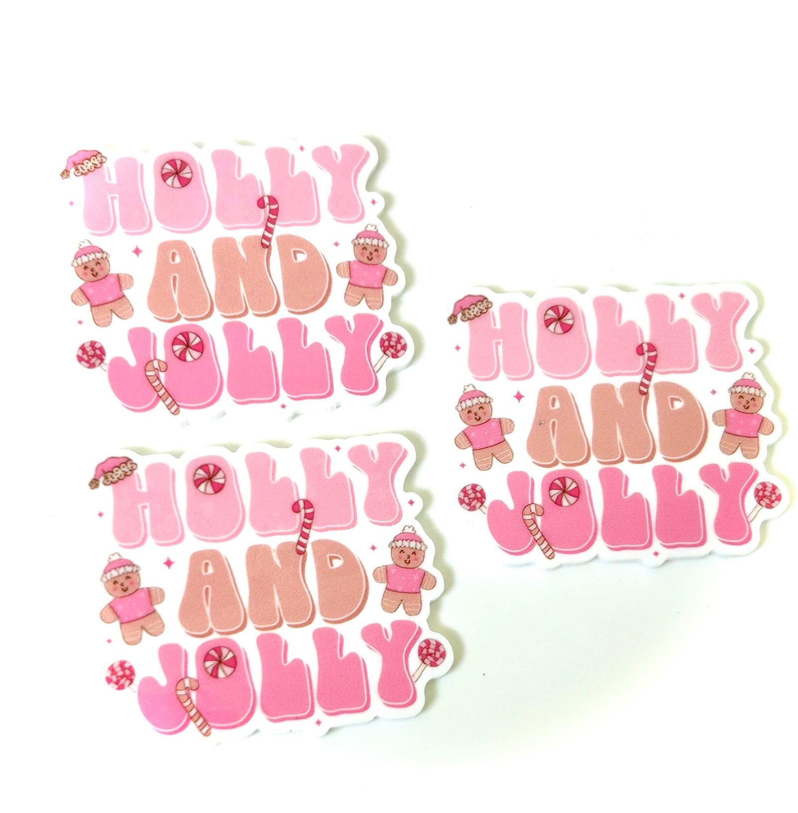 3 pink gingerbread Resin Flatback keychain hairbow hair bows craft supplies focal magnet soap earrings badge reel Christmas fake bake DIY - Image 3