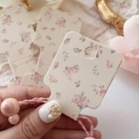 25 shabby cream roses hair tie cards | bow cards | bracelet packaging | craft show display | floral | jewelry display | Etsy shop supplies