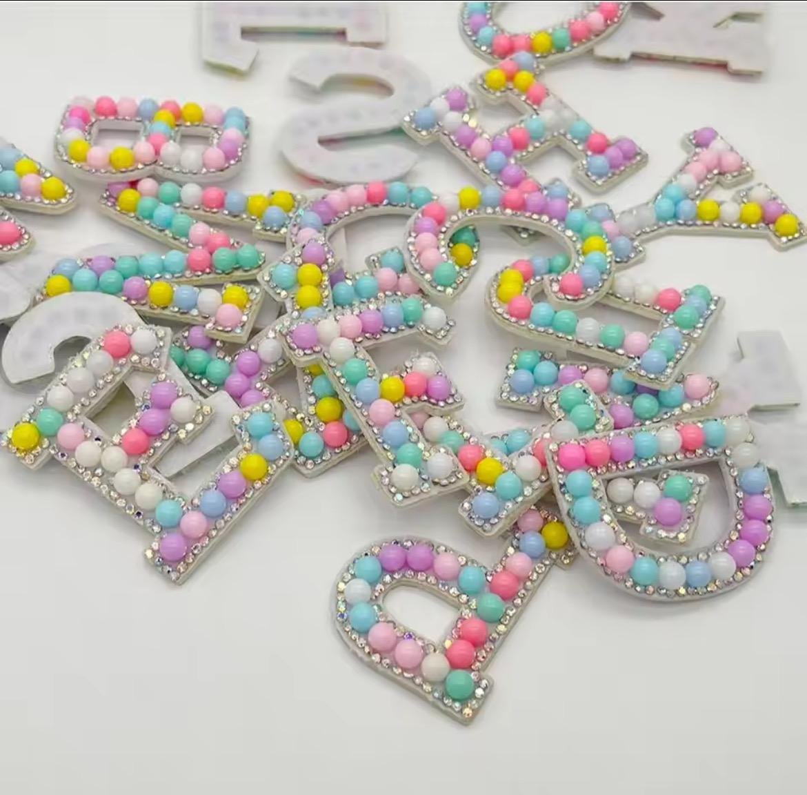 Pastel Pom Pom pearl alphabet letters | letter patch | letter applique | craft supplies | Pom Pom letters | DIY| Craft Supplies | - Image 2