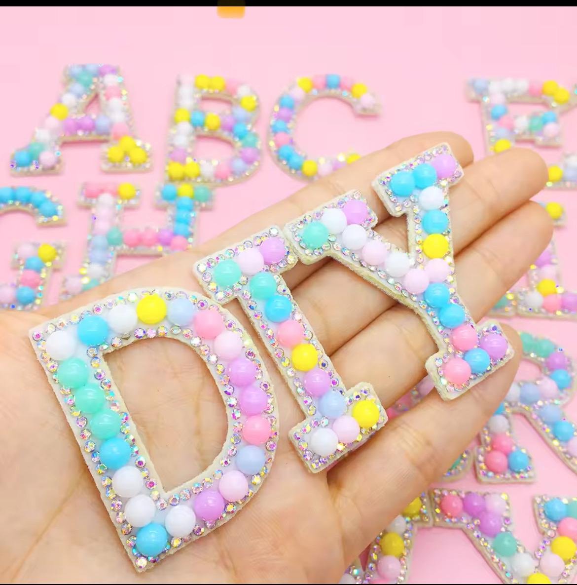 Pastel Pom Pom pearl alphabet letters | letter patch | letter applique | craft supplies | Pom Pom letters | DIY| Craft Supplies | - Image 3