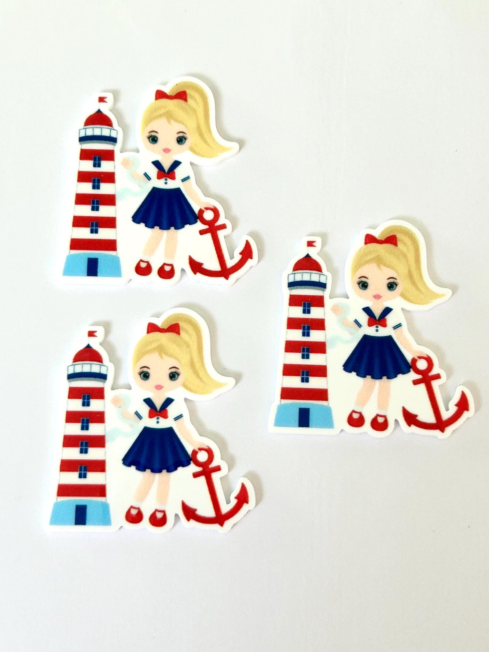3 Patriotic | 4th of July planar resins | craft supplies | red white blue | bows| bow centers | nautical lighthouse | jewelry | focal | USA - Image 2