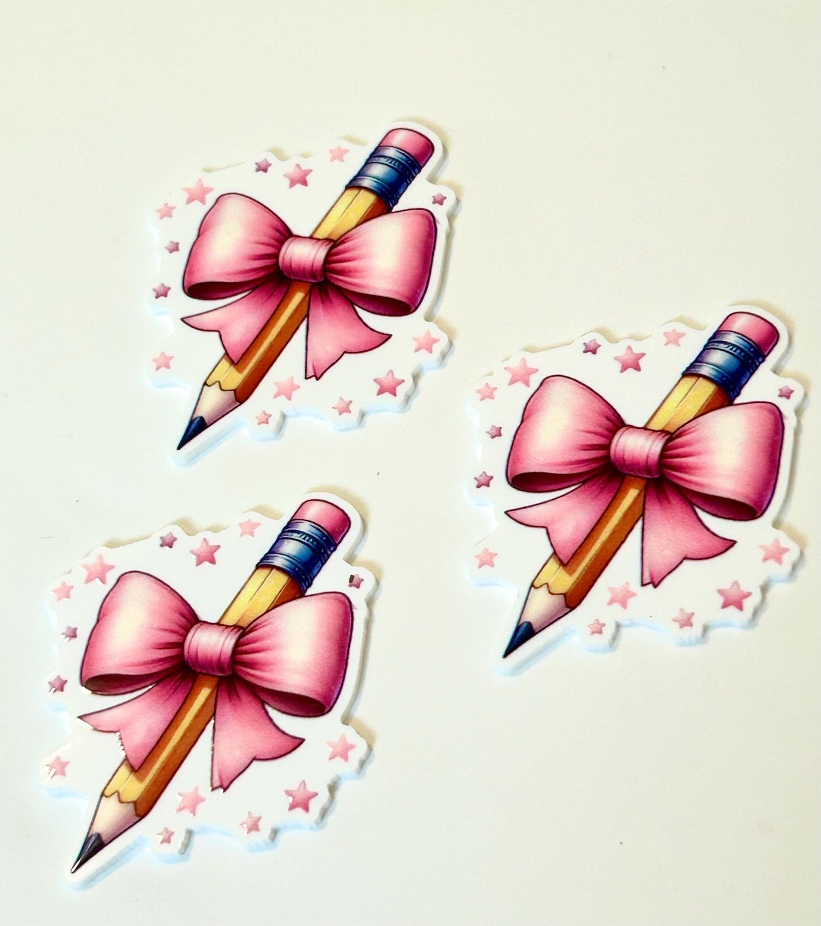 3 School Planar Resins, pencil bow flatbacks - Image 3