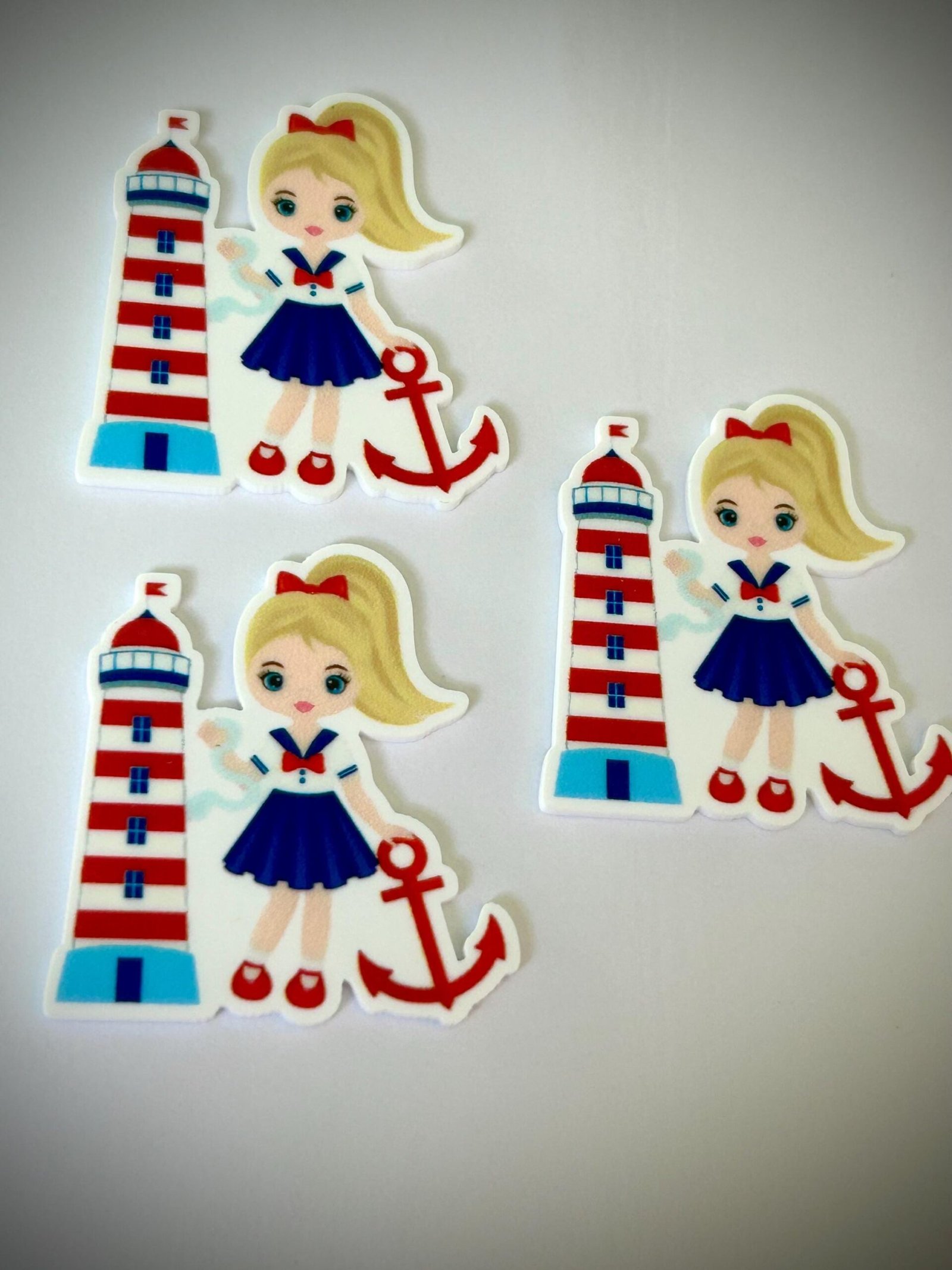 3 Patriotic | 4th of July planar resins | craft supplies | red white blue | bows| bow centers | nautical lighthouse | jewelry | focal | USA - Image 4