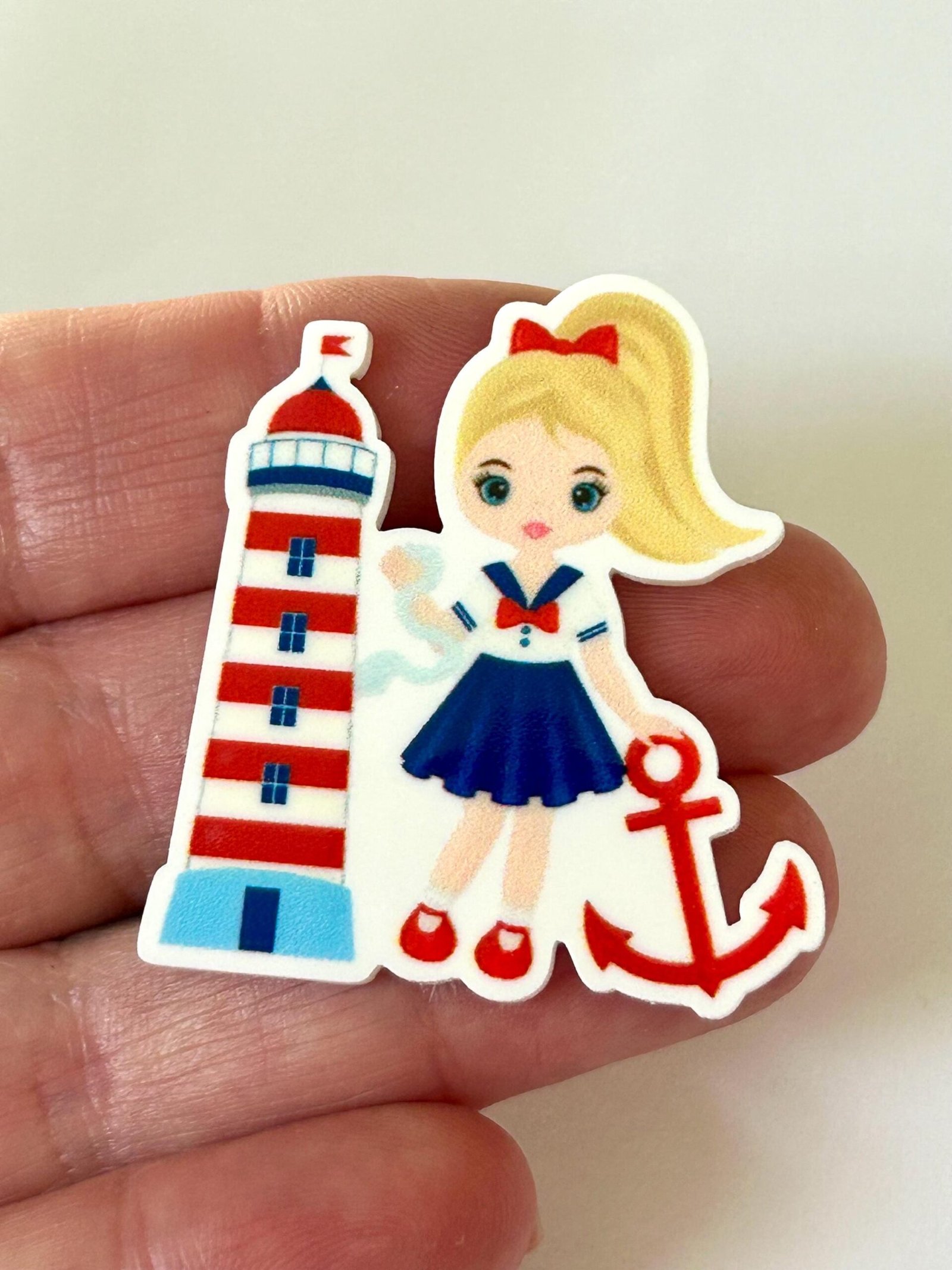 3 Patriotic | 4th of July planar resins | craft supplies | red white blue | bows| bow centers | nautical lighthouse | jewelry | focal | USA - Image 3