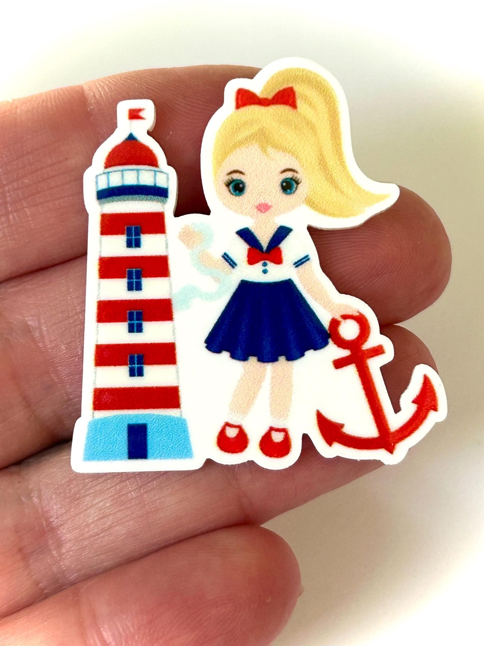 3 Patriotic | 4th of July planar resins | craft supplies | red white blue | bows| bow centers | nautical lighthouse | jewelry | focal | USA - Image 6