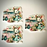 3 Back To School  Planar Resins, mouse, teach,  Flatbacks, Hairbows, hair bow centers,  focal, craft supplies, bows, DIY, DIY, badge reel