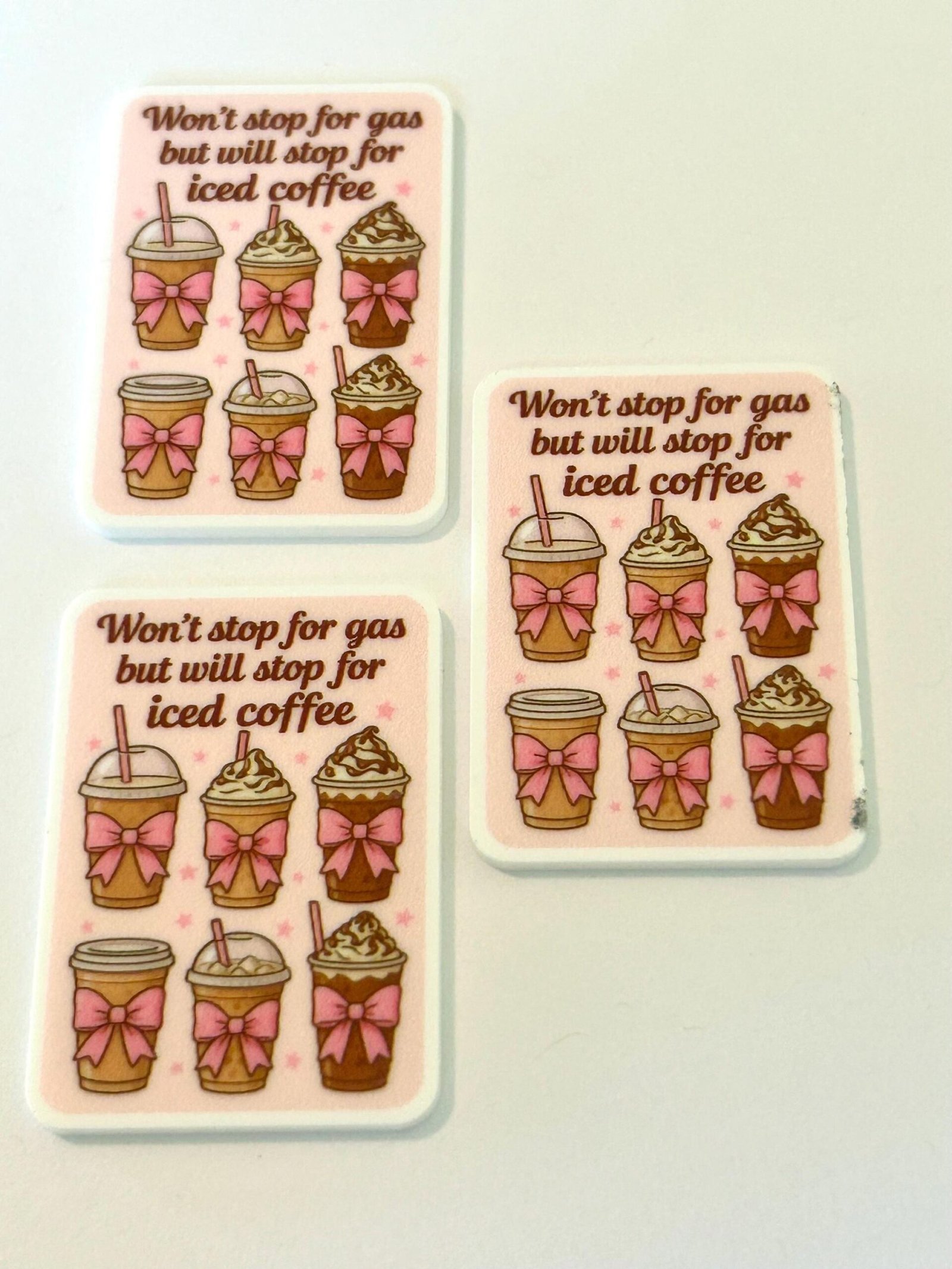 3 Iced Coffee Planar Resins, Flatbacks, keychains, hair bow centers, craft supplies, focal, cabochon, earrings, charms DIY, badge reels