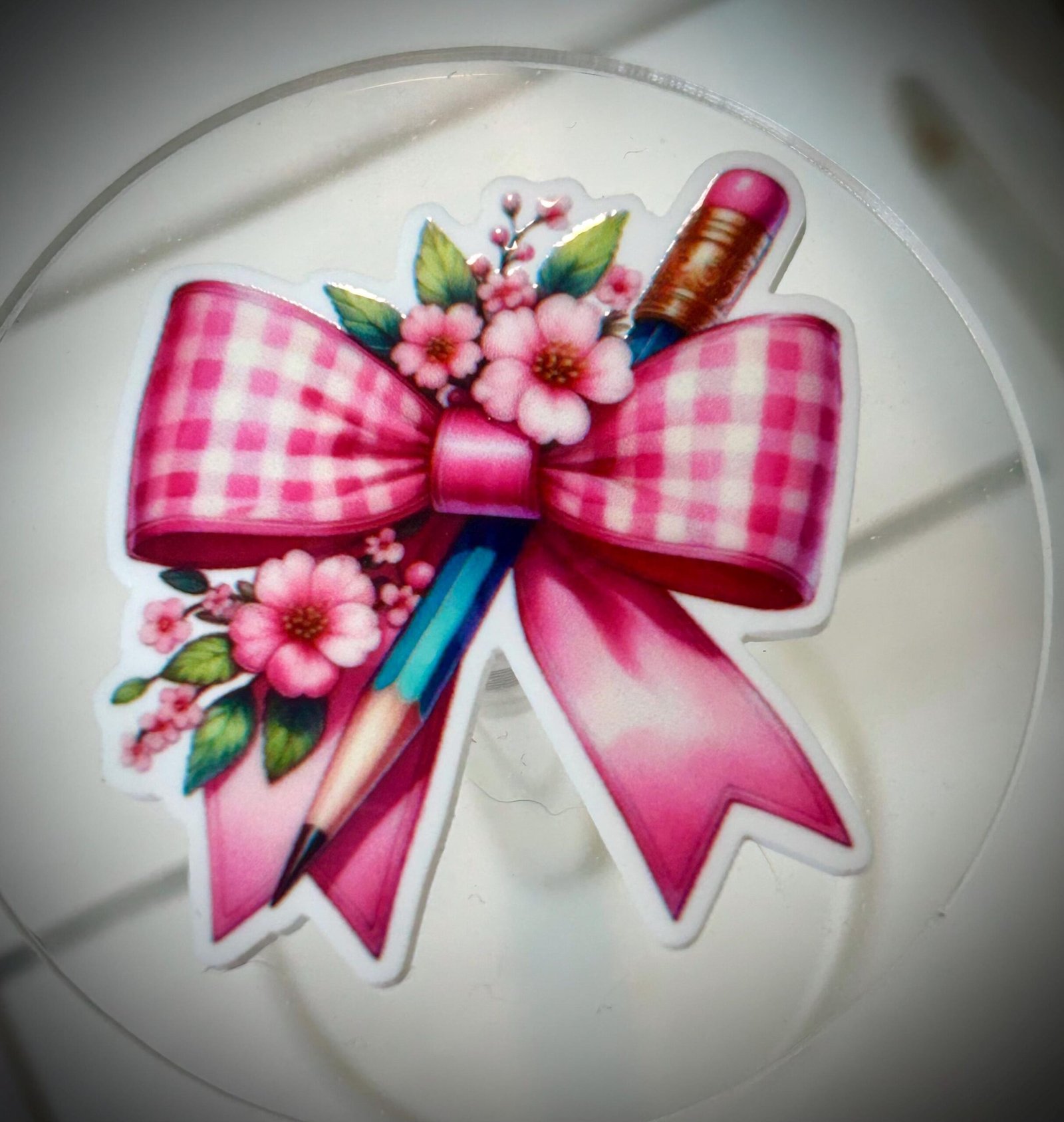 3 pink pencil bow Planar Resins, school planars - Image 2