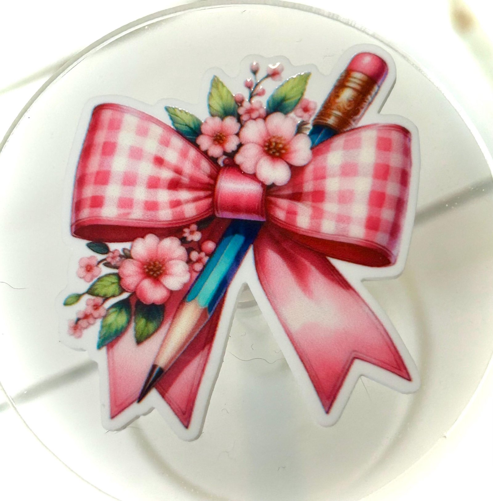 3 pink pencil bow Planar Resins, school planars