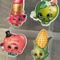 4 Shopkins planar Resins, Flatbacks, keychains, hairbow hair bows, craft supplies, focal, magnets, soap,earrings, badge reels, DIY, retro