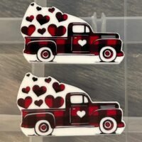 2 valentine truck planar Resins, Flatbacks, Hairbows,hair bow centers, craft supplies, jewelry, keychains, embellishments, DIY, hearts, love