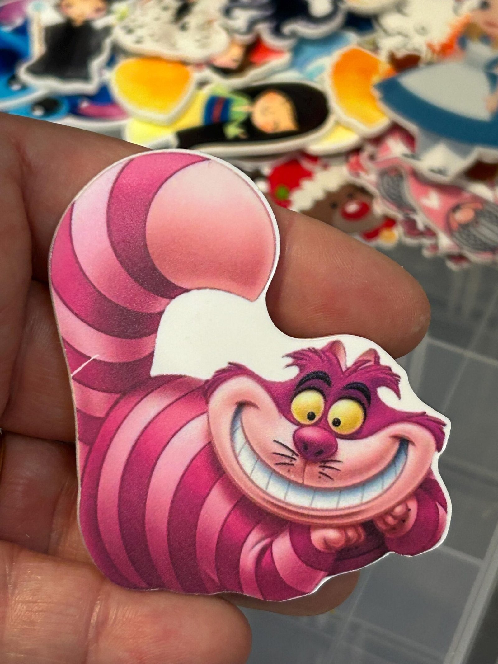 2 JUMBO Alice + Cheshire Cat planar Resins, Flatbacks, ,hair bow centers, craft supplies, jewelry, keychains, embellishments, wonderland - Image 4