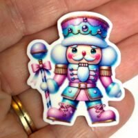 3 Christmas Pink Nutcrackers, planar Resins, Flatbacks, Hairbows, hair bow centers, earrings, fake bake, badge reels, flatbacks, cupcakes