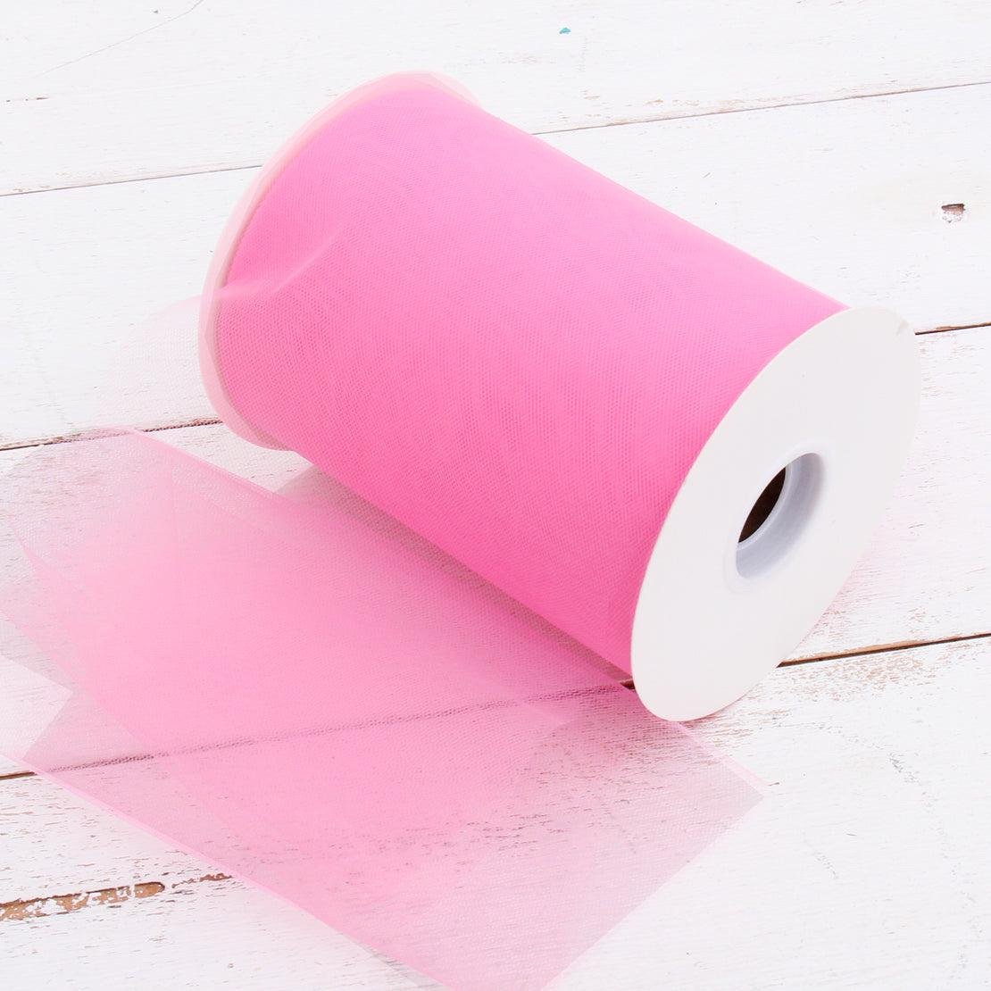 100 yds Bright Bubblegum PinkTulle Roll 6” megaroll, tutu wedding decor, Halloween costumes, DIY, Craft supplies, Pom poms, sewing, tutus