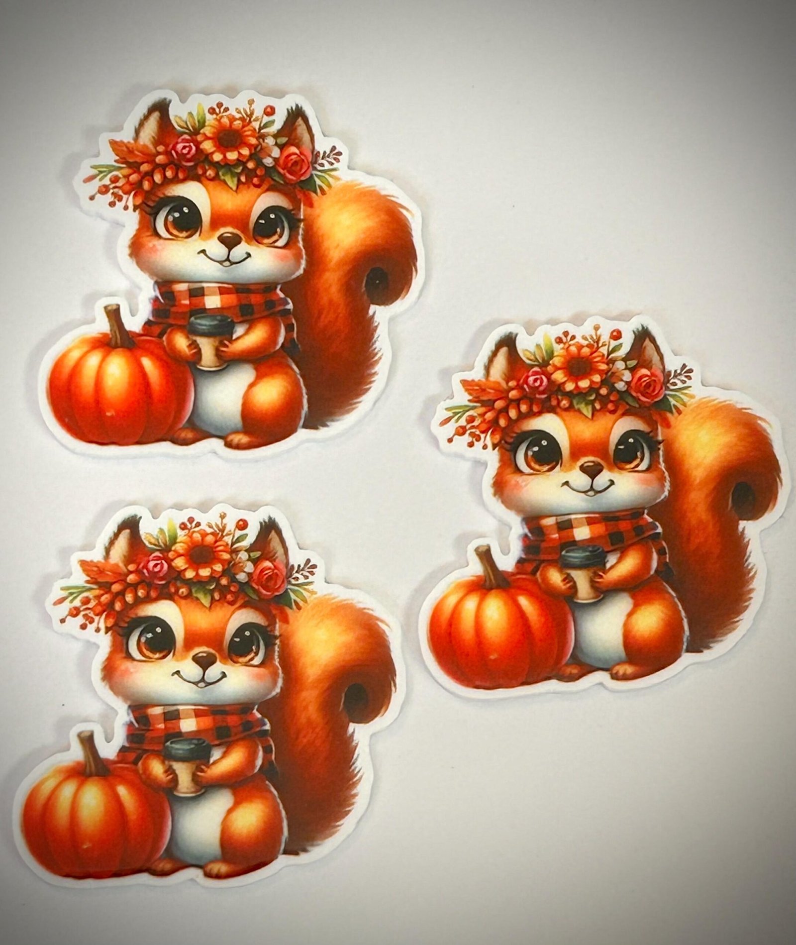 3 fall squirrel planar Resins, Flatbacks, Hairbows,hair bow centers, craft supplies, jewelry, fake bake, earrings, charms, DIY, acorn charms - Image 2