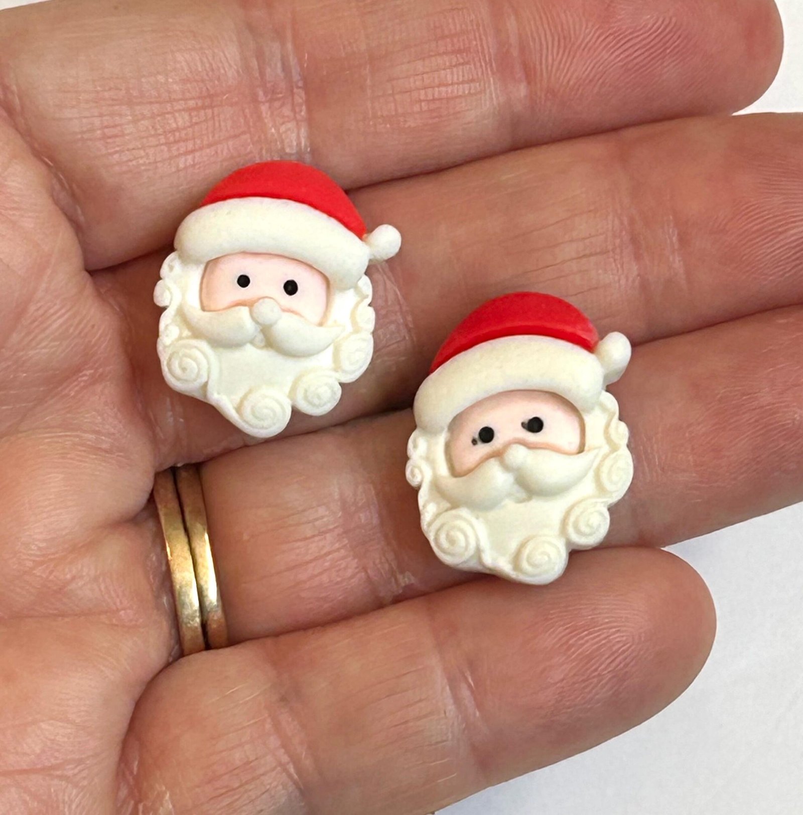 5 Santa Claus Flatback Resins| hair bow centers | focal | soap making | bows | craft supplies | embellishments | Christmas |cupcake toppers - Image 2