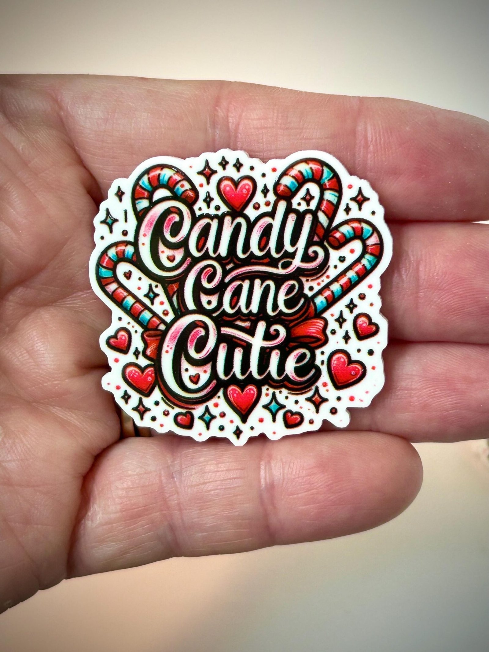 3 Candy Cane Cutie Planar Resins, Christmas flatbacks - Image 3
