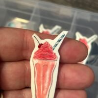 2 retro pink milkshake planar Resins, Flatbacks, Hairbows,hair bow centers,craft supplies, jewelry, keychains, embellishments, 50’s soda DIY