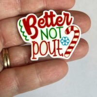 3 Christmas Better Not Pout planar resins, Santa flatbacks