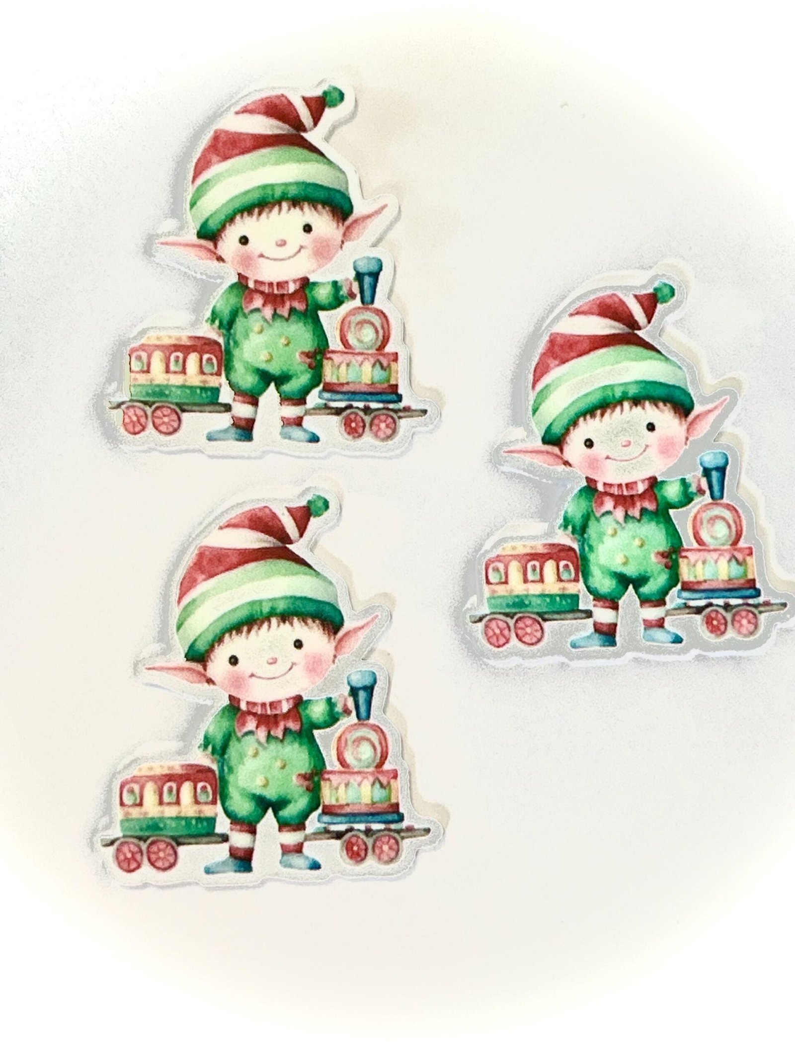 3 Christmas elf planar Resins, Flatbacks, hairbows, hair bow centers, focals, craft supplies, jewelry, bows, badge reels, earrings, keychain - Image 2