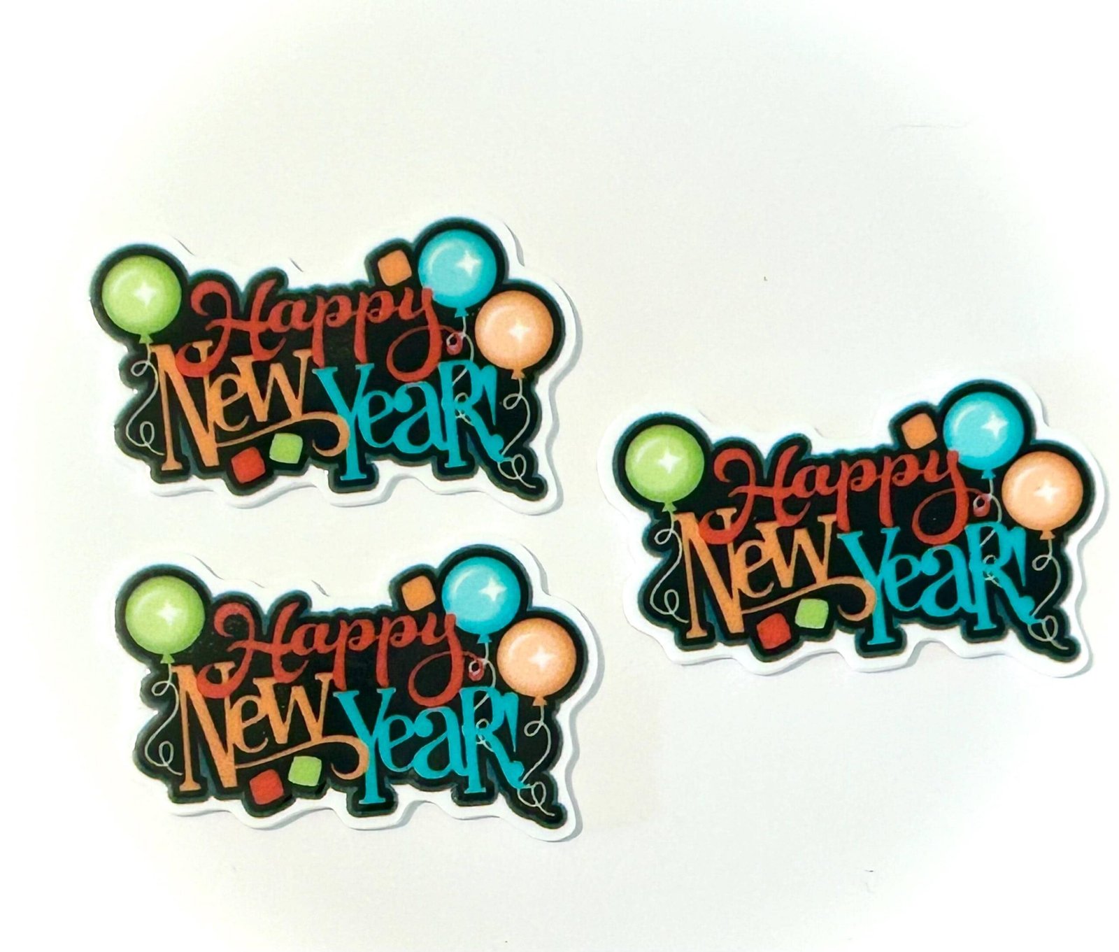 3 happy new year Planar Resins, Flatback planars hairbow hair bow centers, focal,craft supplies, NYE bows, fake bake, embellishments, DIY - Image 4