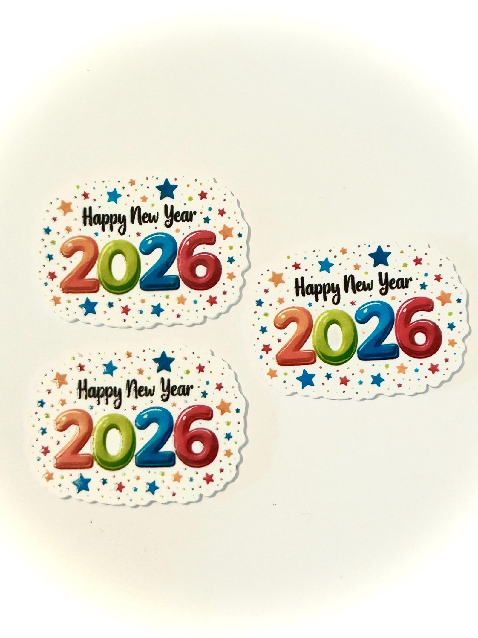 3 happy new year Planar Resins, Flatback planars hairbow hair bow centers, focal,craft supplies, NYE bows, fake bake, embellishments, DIY - Image 3