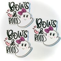 3 bows + boos ghost planar Resins, Flatbacks, Hairbows,hair bow centers, craft supplies, fake bake,cupcake topper, embellishments, Halloween